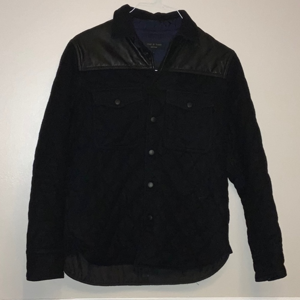 rag and bone Small Black Leather-Twill Jacket